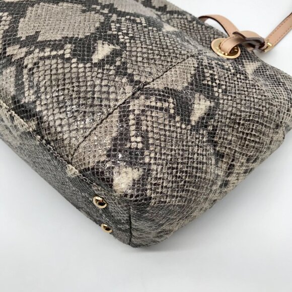Michael Kors Gray Python Embossed Leather Shoulder Bag - Picture 7 of 10